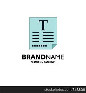 File, Text, Poster, Fount Business Logo Template. Flat Color