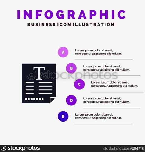 File, Text, Poster, Fount Infographics Presentation Template. 5 Steps Presentation