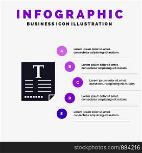 File, Text, Poster, Fount Infographics Presentation Template. 5 Steps Presentation