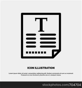 File, Text, Poster, Fount Vector Line Icon