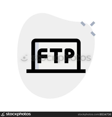 File transfer protocol connection on laptop isolated on a white background