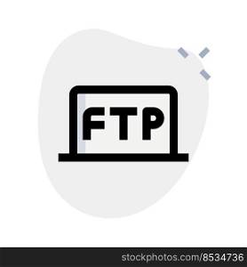 File transfer protocol connection on laptop isolated on a white background