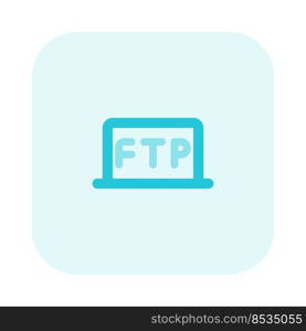 File transfer protocol connection on laptop isolated on a white background