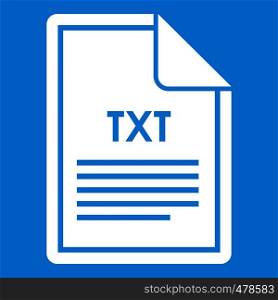 File TXT icon white isolated on blue background vector illustration. File TXT icon white