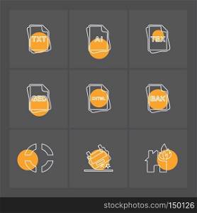file type , files , documents , file  , doc , ai , psd , pdf , png , jpg , dmg , exe , msd , apk , txt, docx ,xls , html , css  , wav, mp3 , mp4 , db , eps , svg, icon, vector, design,  flat,  collection, style, creative,  icons