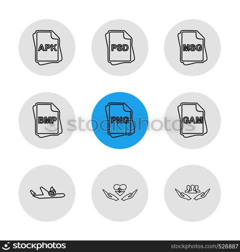 file type , files , documents , file , doc , ai , psd , pdf , png , jpg , dmg , exe , msd , apk , txt, docx ,xls , html , css , wav, mp3 , mp4 , db , eps , svg, icon, vector, design, flat, collection, style, creative, icons