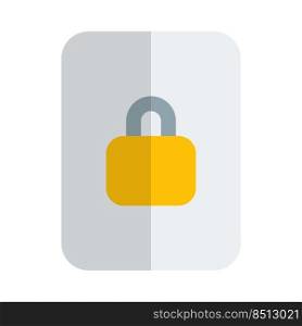 File unlocking with padlock isolated on white background