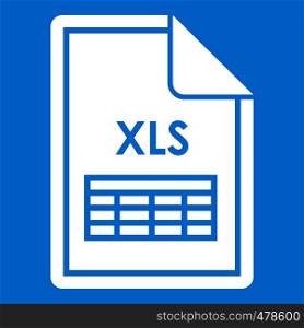 File XLS icon white isolated on blue background vector illustration. File XLS icon white