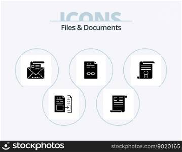 Files And Documents Glyph Icon Pack 5 Icon Design. certificate. agreement. office. letter. email