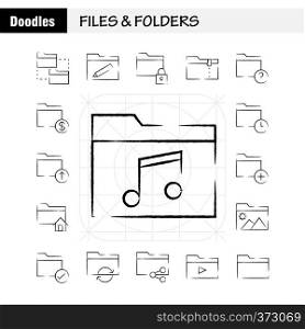 Files And Folders Hand Drawn Icon Pack For Designers And Developers. Icons Of Connect, Folder, Network, Files, Edit, Folder, Pencil, Write, Vector