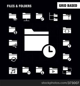 Files And Folders Solid Glyph Icon Pack For Designers And Developers. Icons Of Connect, Folder, Network, Files, Edit, Folder, Pencil, Write, Vector
