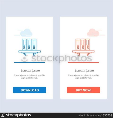 Files, Archive, Data, Database, Documents, Folders, Storage  Blue and Red Download and Buy Now web Widget Card Template