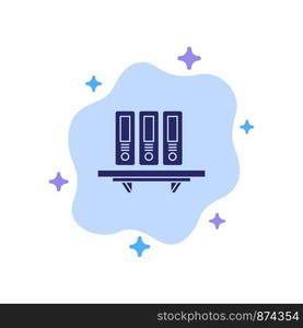 Files, Archive, Data, Database, Documents, Folders, Storage Blue Icon on Abstract Cloud Background