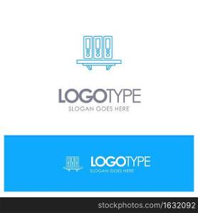 Files, Archive, Data, Database, Documents, Folders, Storage Blue outLine Logo with place for tagline
