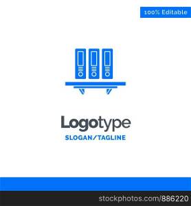 Files, Archive, Data, Database, Documents, Folders, Storage Blue Solid Logo Template. Place for Tagline