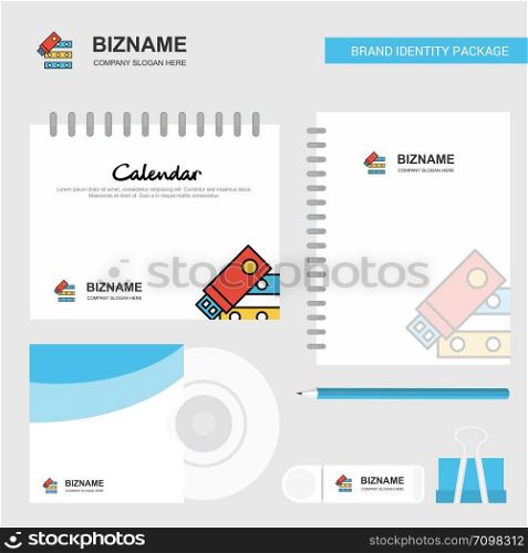 Files copy Logo, Calendar Template, CD Cover, Diary and USB Brand Stationary Package Design Vector Template