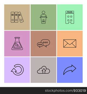 files , desk , police station , beaker , chat , message , reste , cloud, right ,icon, vector, design, flat, collection, style, creative, icons