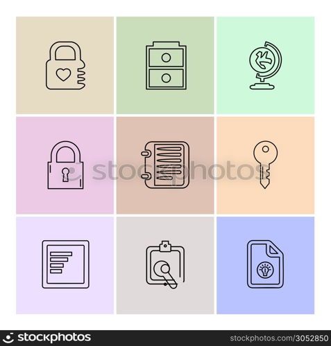 Files , document , clipboard ,write , lock , unlock , sim , globe , icon, vector, design, flat, collection, style, creative, icons ,