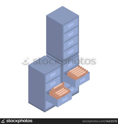 Files of drawer icon. Isometric of files of drawer vector icon for web design isolated on white background. Files of drawer icon, isometric style
