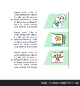 Filing for bankruptcy concept icon with text. Discharging debt. Protection under bankruptcy laws. PPT page vector template. Brochure, magazine, booklet design element with linear illustrations. Filing for bankruptcy concept icon with text