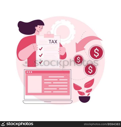 Filing tax return software abstract concept vector illustration. Money refund, fill online form in tax preparation software, financial report, earnings statement documents abstract metaphor.. Filing tax return software abstract concept vector illustration.