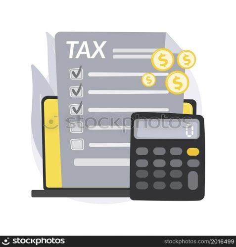 Filing the taxes abstract concept vector illustration. File income tax return, gather paperwork, employer form, earnings statement documents, tax preparation online software abstract metaphor.. Filing the taxes abstract concept vector illustration.