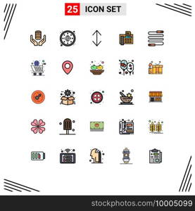 Filled line Flat Color Pack of 25 Universal Symbols of jump, fax machine, data, typewriter, fax Editable Vector Design Elements