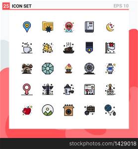 Filled line Flat Color Pack of 25 Universal Symbols of support, guide, computing, contact, case Editable Vector Design Elements