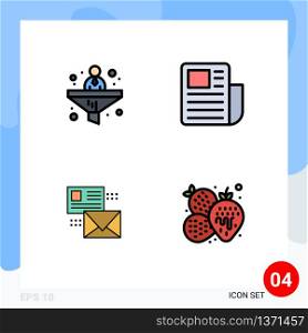 Filledline Flat Color Pack of 4 Universal Symbols of business, conversation, financial, text, mail Editable Vector Design Elements