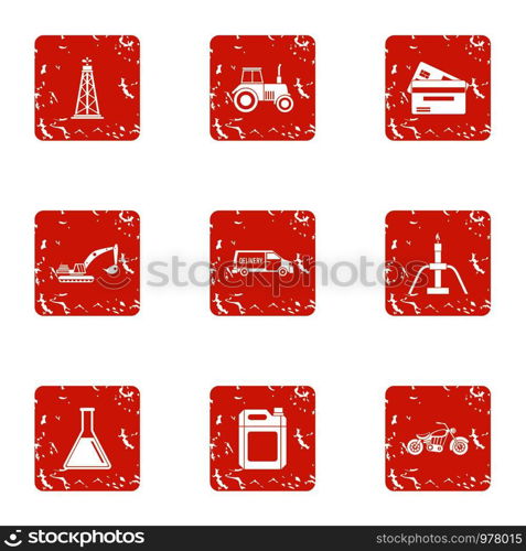 Filling icons set. Grunge set of 9 filling vector icons for web isolated on white background. Filling icons set, grunge style