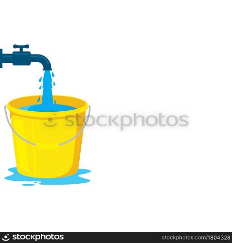 filling water from faucet to bucket vector illustration design template web