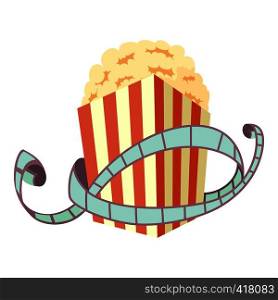 Film and popcorn icon. Cartoon illustration of film and popcorn vector icon for web. Film and popcorn icon, cartoon style