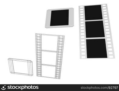 film and slide isolated on a whitebackground