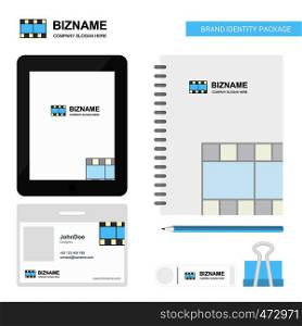 Film Business Logo, Tab App, Diary PVC Employee Card and USB Brand Stationary Package Design Vector Template
