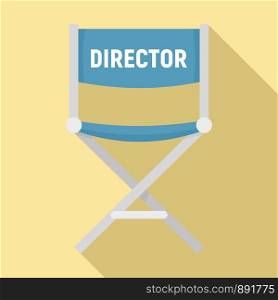 Film director chair icon. Flat illustration of film director chair vector icon for web design. Film director chair icon, flat style