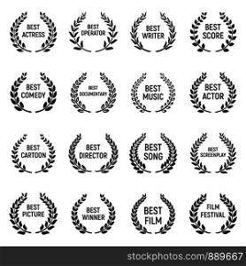 Film festival icons set. Simple set of film festival vector icons for web design on white background. Film festival icons set, simple style