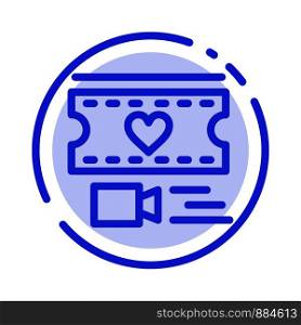 Film, Heart, Love, Wedding Blue Dotted Line Line Icon