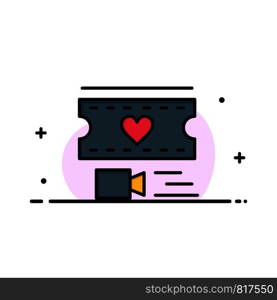 Film, Heart, Love, Wedding Business Logo Template. Flat Color