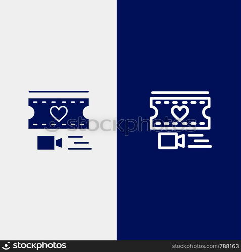 Film, Heart, Love, Wedding Line and Glyph Solid icon Blue banner Line and Glyph Solid icon Blue banner