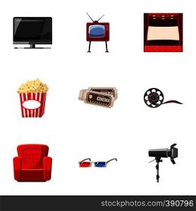 Film icons set. Cartoon illustration of 9 film vector icons for web. Film icons set, cartoon style