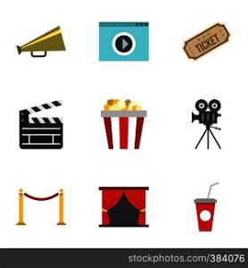 Film icons set. Flat illustration of 9 film vector icons for web. Film icons set, flat style