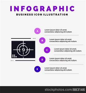 Film, Movie, Numbers, Opening, Premiere Solid Icon Infographics 5 Steps Presentation Background