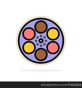 Film, Movie, Reel, Tank, Tape Abstract Circle Background Flat color Icon