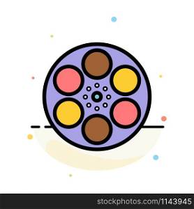 Film, Movie, Reel, Tank, Tape Abstract Flat Color Icon Template