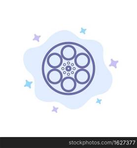 Film, Movie, Reel, Tank, Tape Blue Icon on Abstract Cloud Background