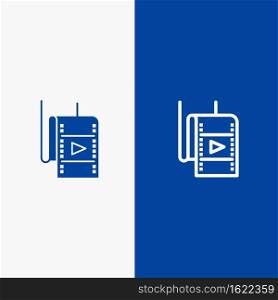 Film, Movie, Studio, Theatre Line and Glyph Solid icon Blue banner Line and Glyph Solid icon Blue banner