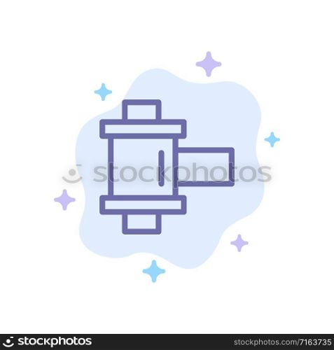 Film, Photo, Reel Blue Icon on Abstract Cloud Background