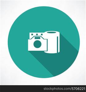 film reel and the camera icon. Flat modern style vector illustration