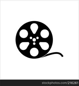 Film Reel Icon, Cinema Movie Reel Icon Vector Art Illustration