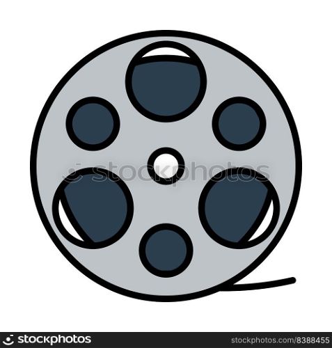 Film Reel Icon. Editable Bold Outline With Color Fill Design. Vector Illustration.